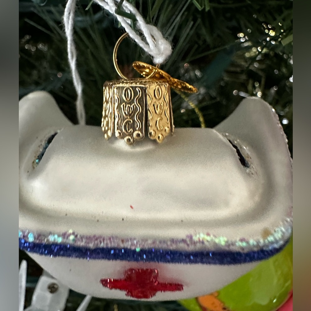 Old World Christmas Nurse Cap Glass Blown Ornament for Christmas Tree